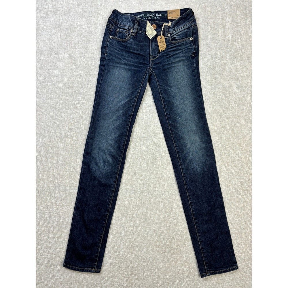 American Eagle Skinny Super Stretch Dark Wash Jeans 00 Regular Low Rise